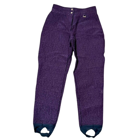 Head Vintage Tribal Ski Pants Purple Wool 10 Retro 80s Stirrup Snowcore USA Made - Picture 1 of 13